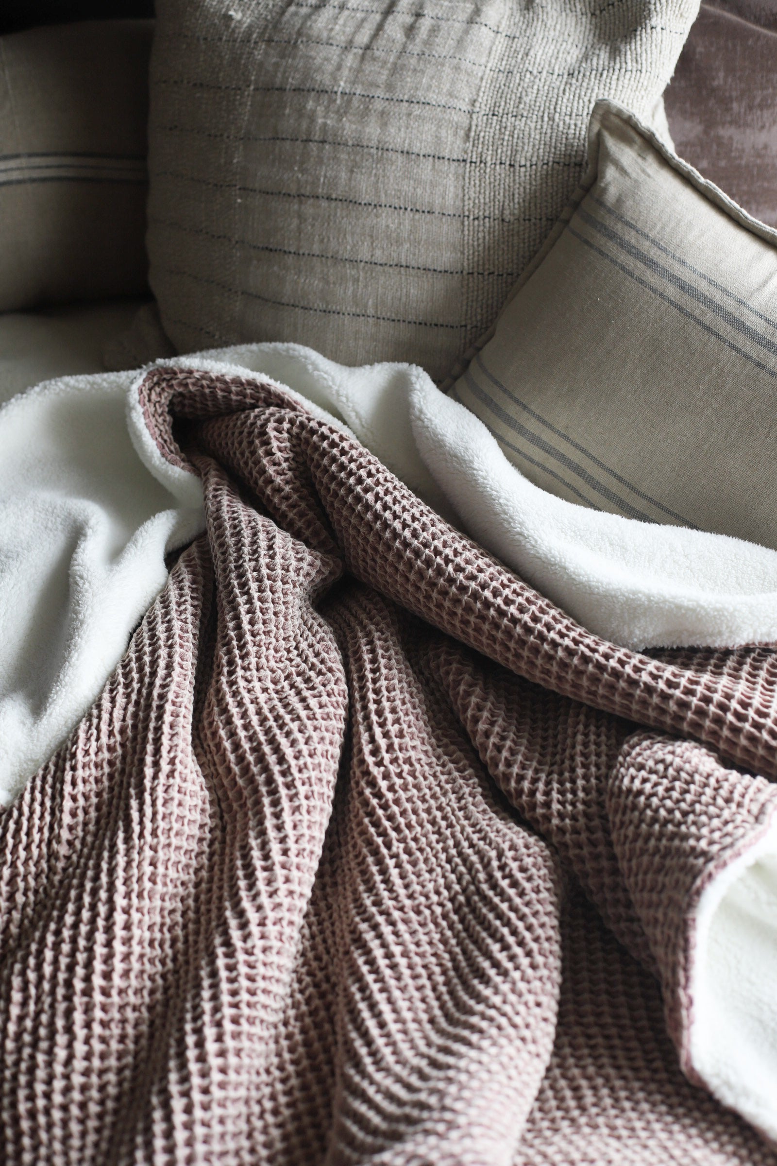 Waffle Fleece Throw Blush
