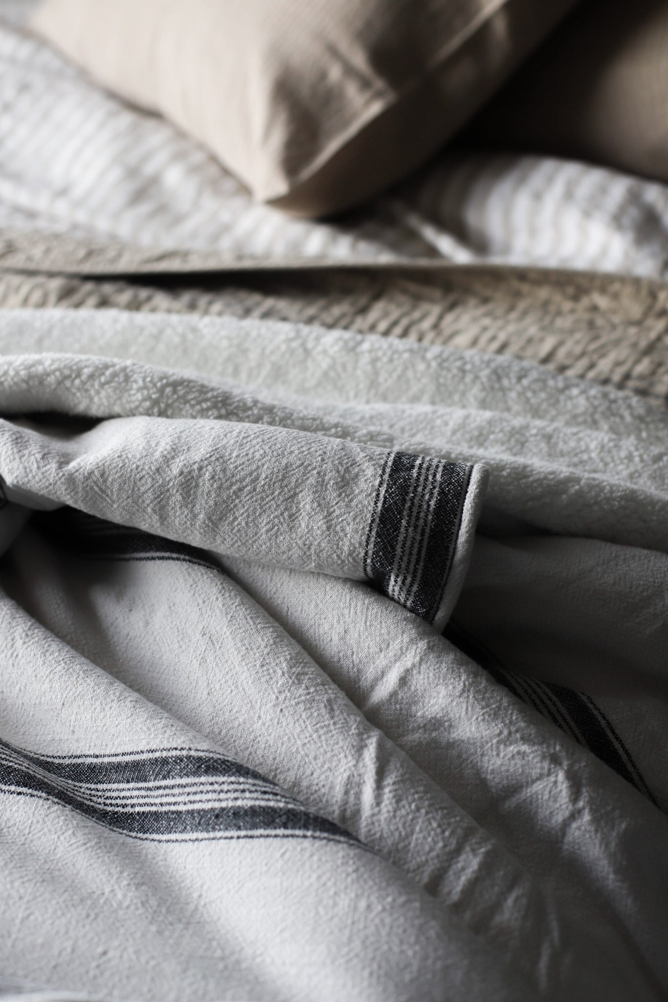 Stripe Slub Sherpa White