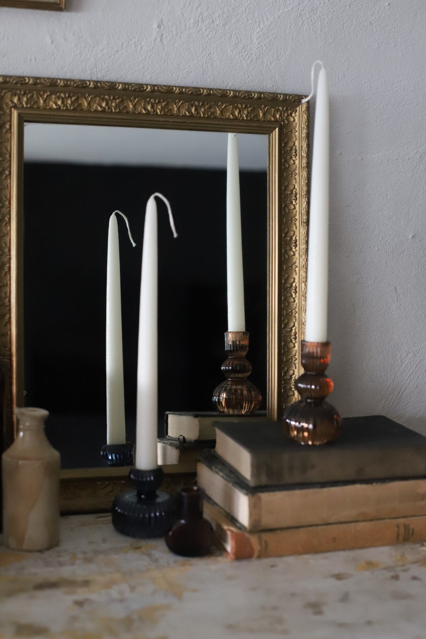 Mattia candleholder Navy/ Amber