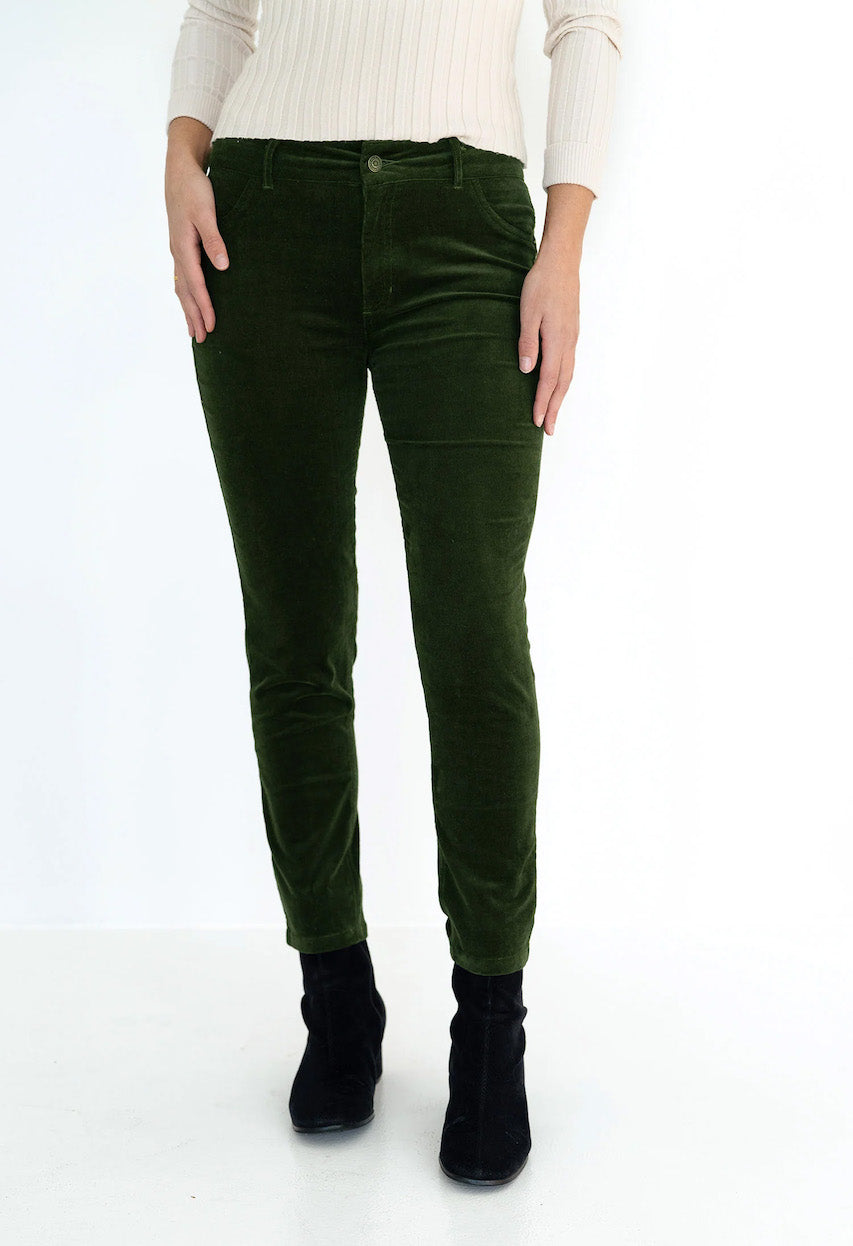 QUEEN CORD PANTS - MOSS