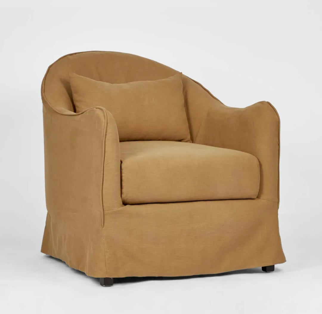 Condo Linen Slip Cover Armchair - Nutmeg
