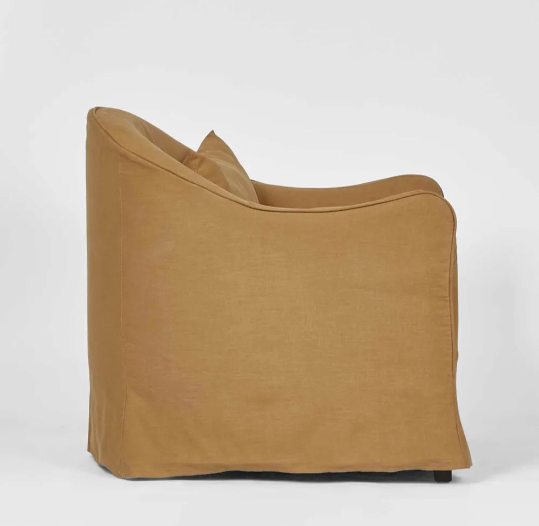 Condo Linen Slip Cover Armchair - Nutmeg