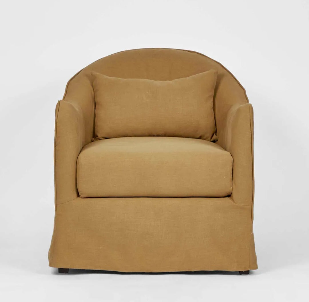 Condo Linen Slip Cover Armchair - Nutmeg