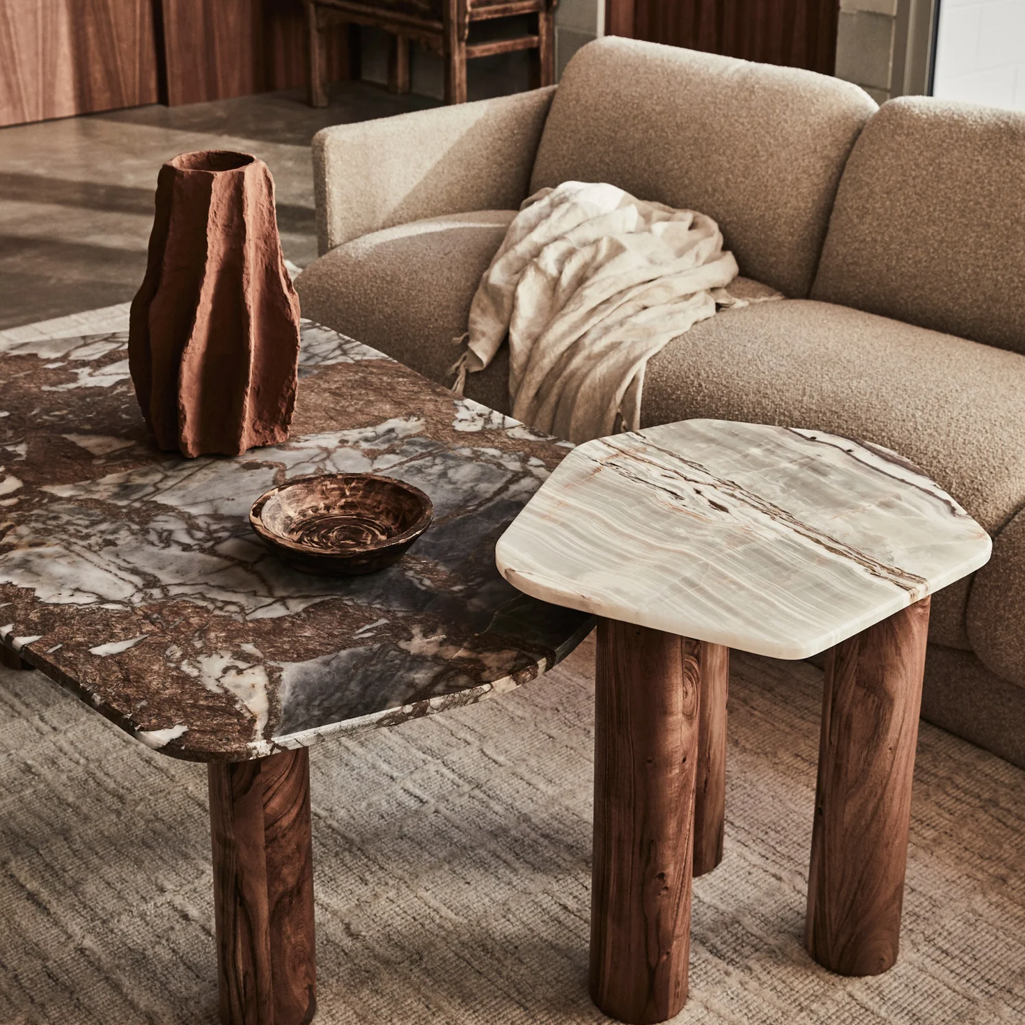 Jackson Marble Side Table Onyx Travertine